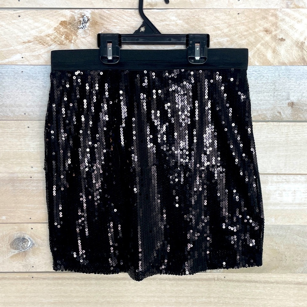 Deb Women/Juniors Size M Black Circle Mini Skirt Sparkly